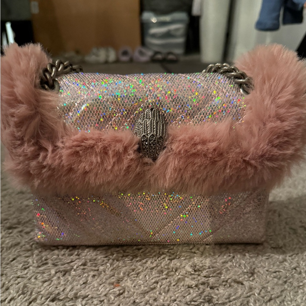 Kurt Geiger Pink and Silver Glitter Mini Bag